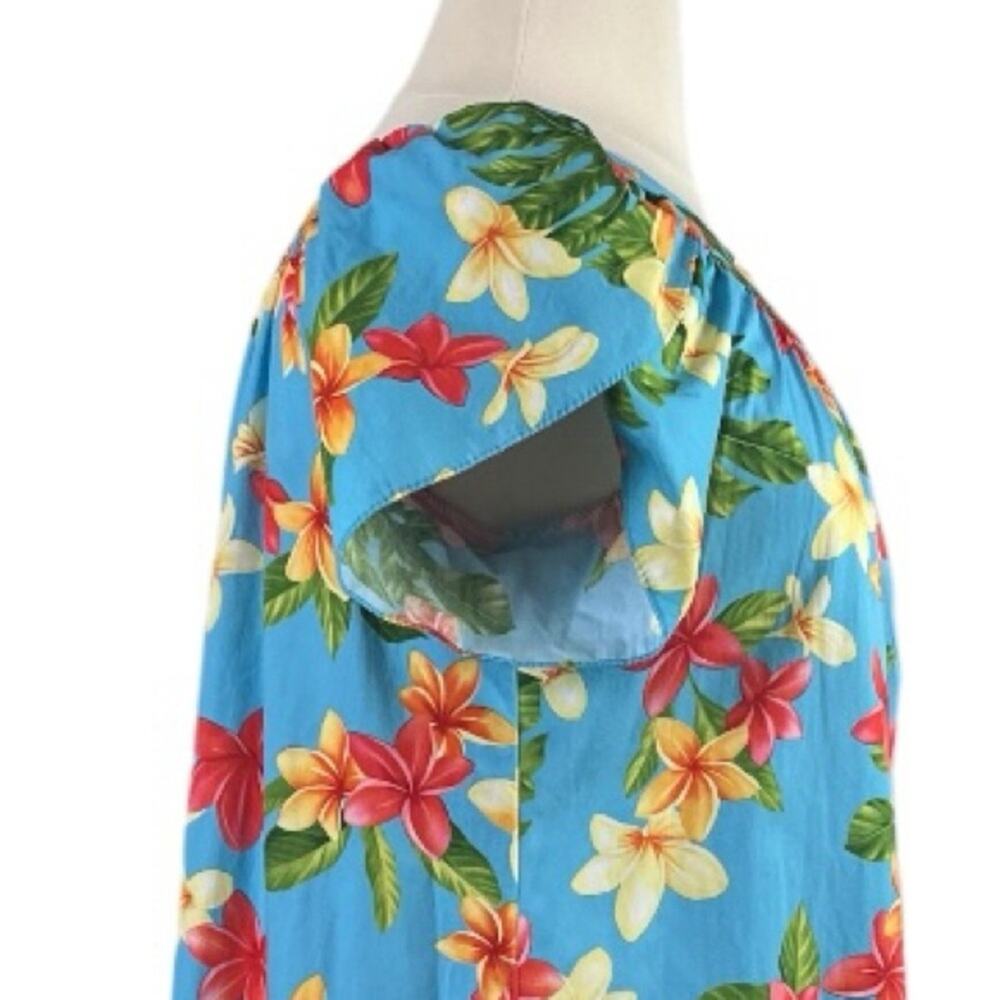Puanani RJC Hawaiian Vintage Dress Tulip Sleeve Tropical Floral Women Size Large - Picture 7 of 11